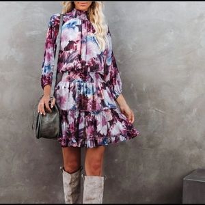 VICI- Paola Floral Smocked Ruffle Tiered Dress, Size M, NWT